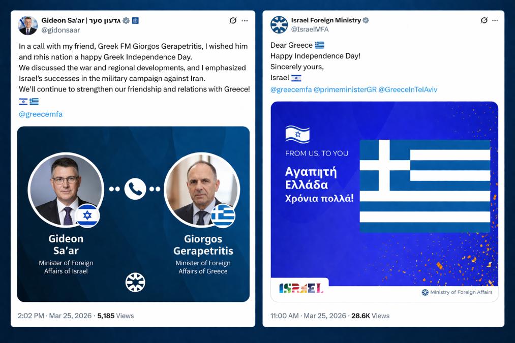 A Diplomatic Love Note: Israel and Greece Mark March 25 in Public